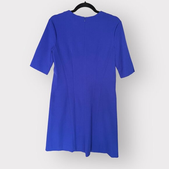 M.M. LaFleur Size 10 Cobalt Blue The Emily Short Sleeve Square Neck A-Line Dress - Picture 8 of 9